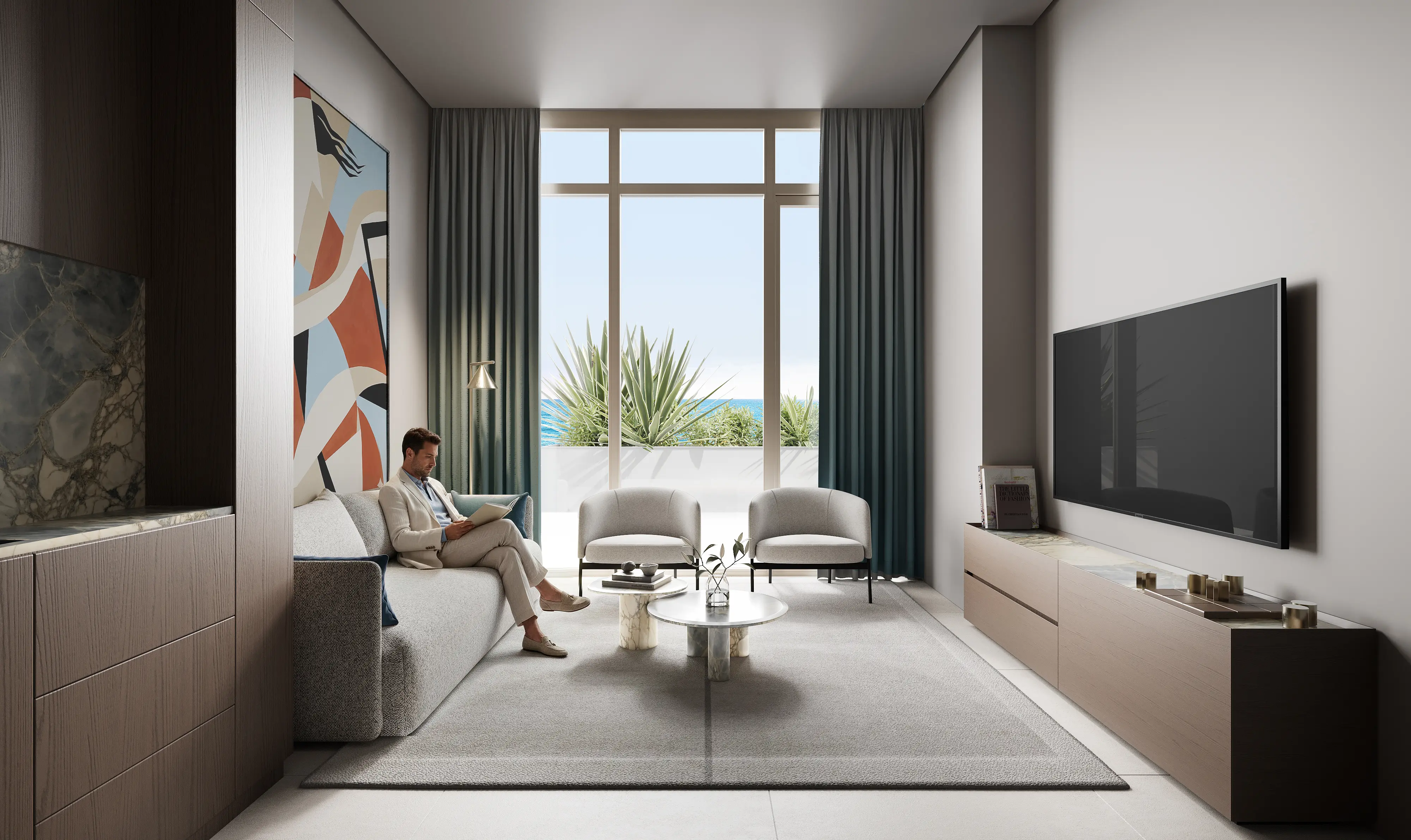 Prostran dvosoban stan na Dubaijskim ostrvima sa otvorenim pogledom na grad • 125,5 m² • Fluid One • Tip 1BR_C